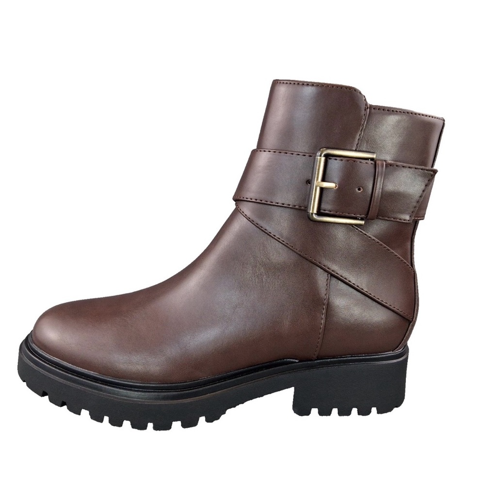 Unisa Women's Ankle Boots Brown Side Zip Buckle Lug Sole Size 5.5